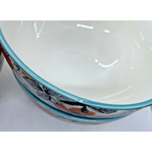 Four Pioneer Woman Cereal Soup Bowls Floral & Dots - Picture 11 of 12